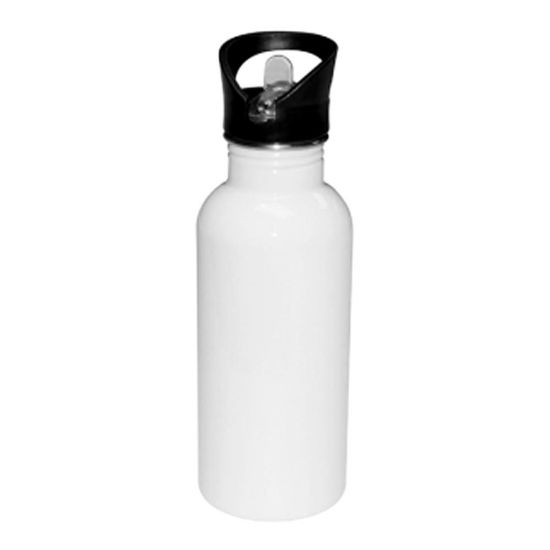 Picture of WATER BOTT. - STAINLESS (WHITE)  600ml-straw