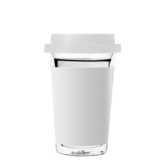 Picture of Tumbler Mug 400ml (Plastic) CLEAR+White Patch air wall