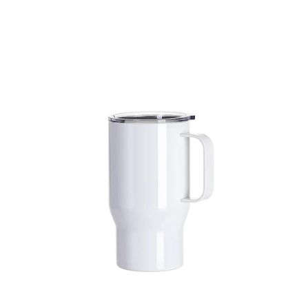 Picture of Travel Tumbler 550ml (White) Metal Handle with Lid