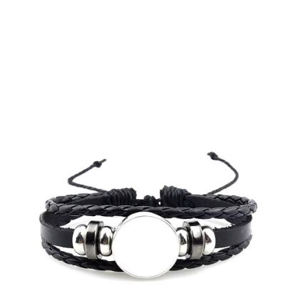 Picture of Bracelet Leather with Alum. Disc - Black