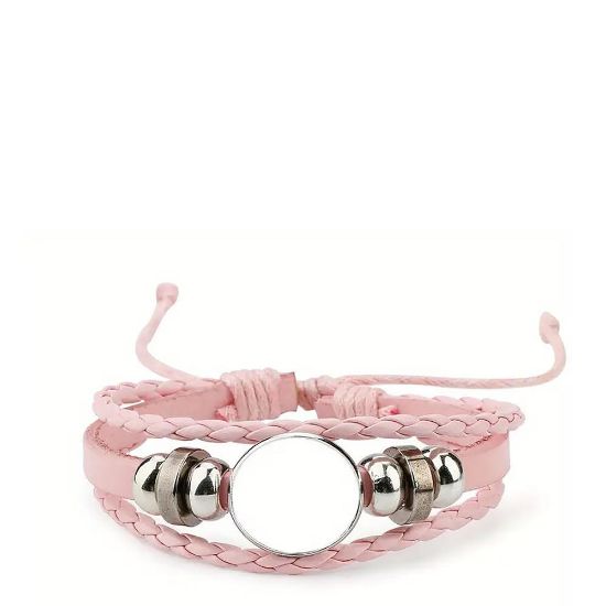 Picture of Bracelet Leather with Alum. Disc - Pink