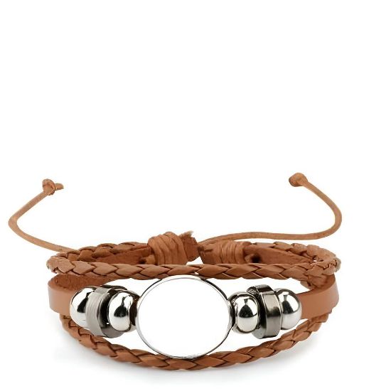Picture of Bracelet Leather with Alum. Disc - Brown