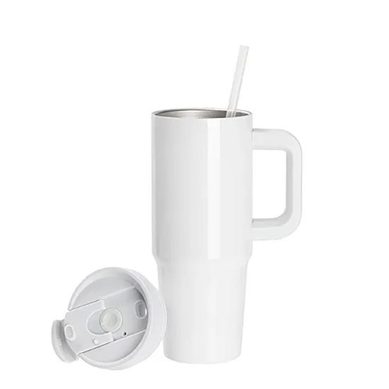 Picture of Travel Tumbler 900ml (White) Plastic Handle with Flip Lid